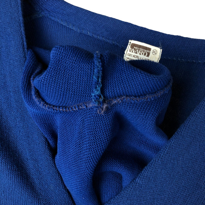 Vintage 1970'S Montgomery Ward acrylic knit cardigan, men's size XL acrylic blue type Vintage Second Hand