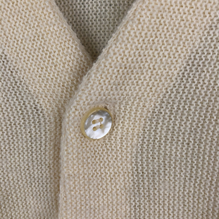 Vintage 60s-70'S Sears SPORTSWEAR acrylic knit cardigan, made in the USA, size M, men's Oron Acrylic unbleached Vintage Second Hand