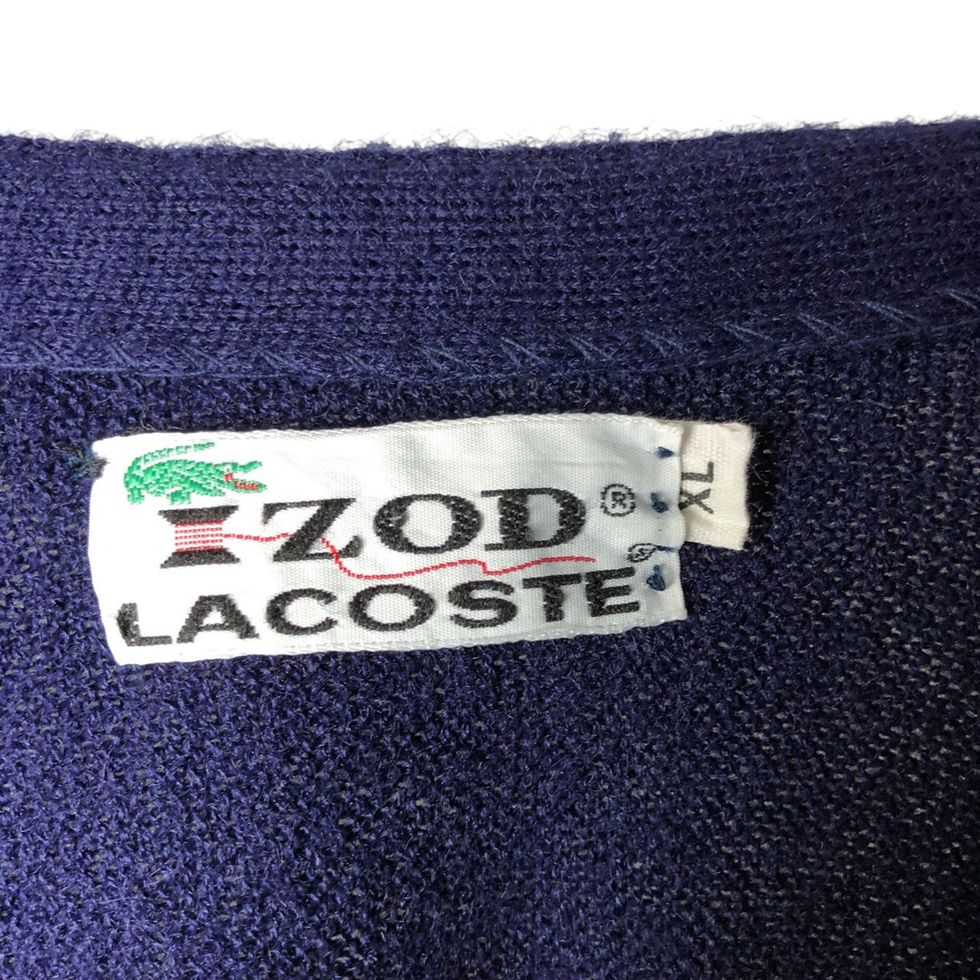 Vintage 1970'S Lacoste IZOD acrylic knit cardigan, men's size XL Oron Acrylic navy blue type Vintage Second Hand