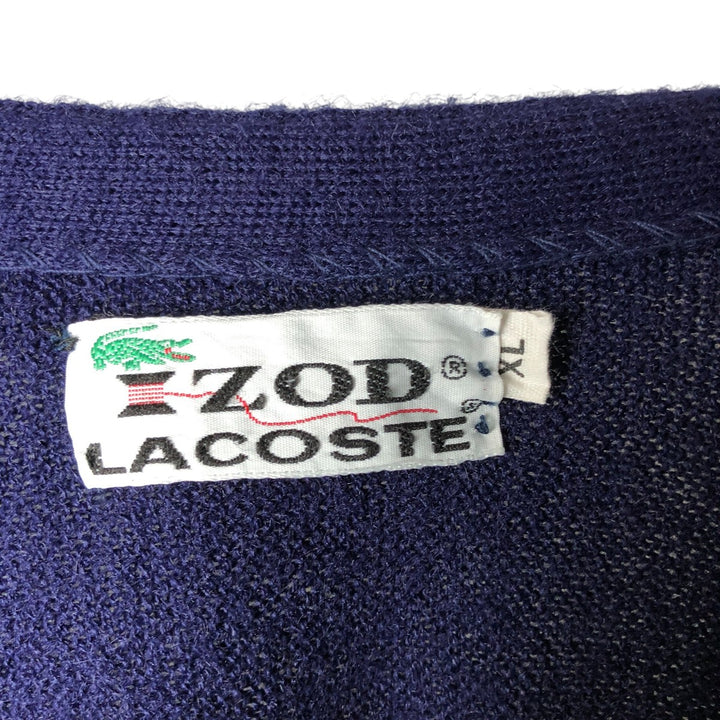 Vintage 1970'S Lacoste IZOD acrylic knit cardigan, men's size XL Oron Acrylic navy blue type Vintage Second Hand