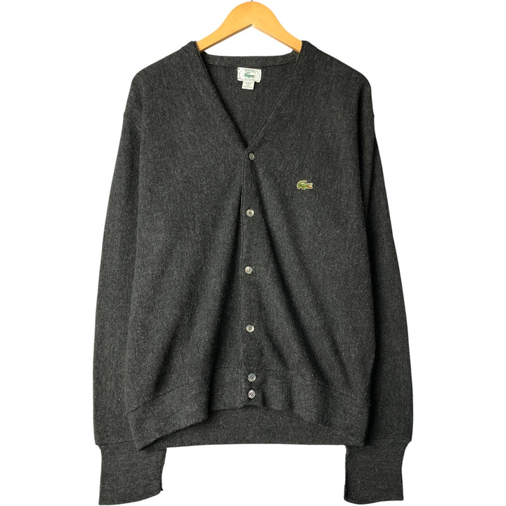 Vintage 90'S Lacoste IZOD acrylic knit cardigan, made in the USA, size M, men's acrylic Charcoal Vintage Second Hand