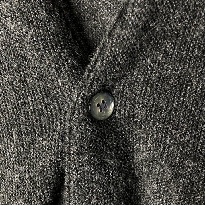 Vintage 90'S Lacoste IZOD acrylic knit cardigan, made in the USA, size M, men's acrylic Charcoal Vintage Second Hand