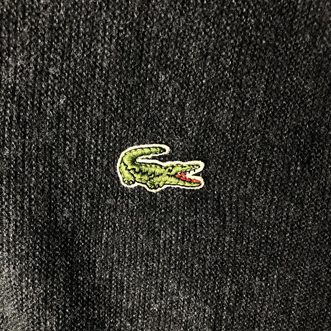 Vintage 90'S Lacoste IZOD acrylic knit cardigan, made in the USA, size M, men's acrylic Charcoal Vintage Second Hand