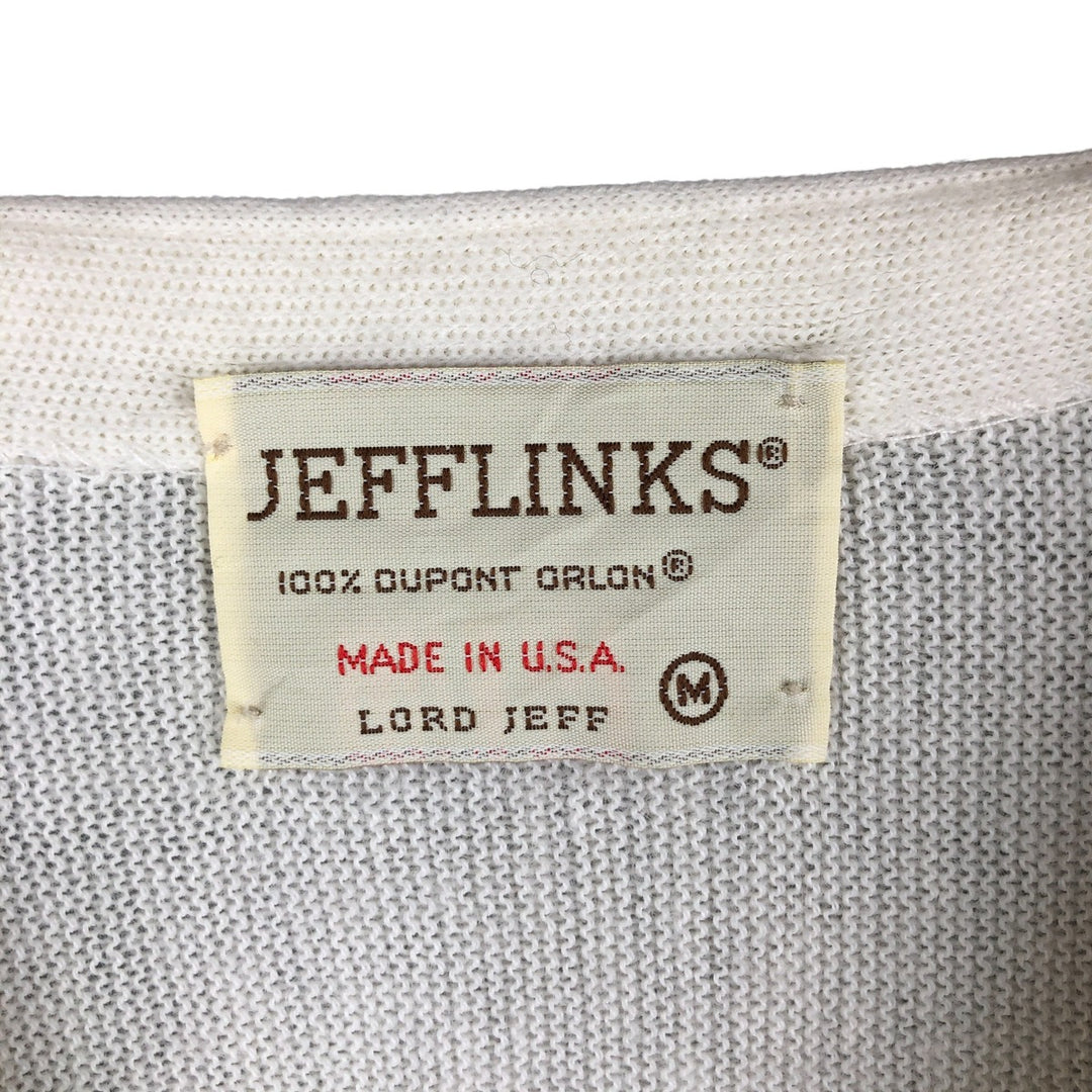 70'S JEFFLINKS Acrylic Knit Cardigan Made in USA Men's M Size Vintage Oron Acrylic unbleached Vintage Second Hand