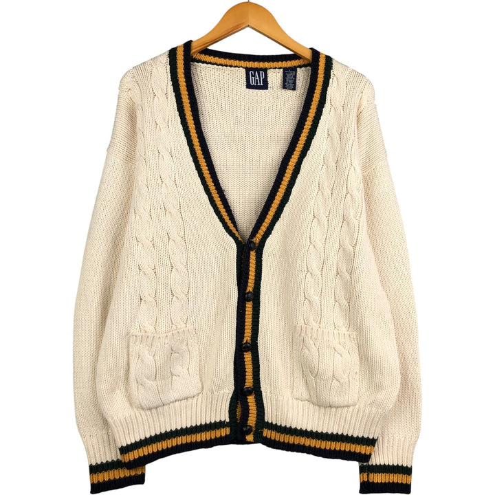 90'S GAP Old Gap Cable Knit Cotton Cardigan, Men's Size L, Vintage cotton unbleached Vintage Second Hand