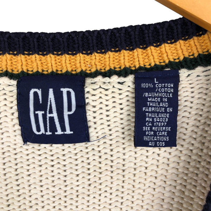 90'S GAP Old Gap Cable Knit Cotton Cardigan, Men's Size L, Vintage cotton unbleached Vintage Second Hand