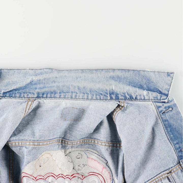 Vintage 90'S Levi's 70507-0214 Fish Print Denim Jacket, Made in USA, Men's Size Medium cotton blue type Vintage Second Hand