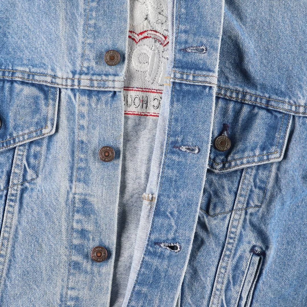 Vintage 90'S Levi's 70507-0214 Fish Print Denim Jacket, Made in USA, Men's Size Medium cotton blue type Vintage Second Hand