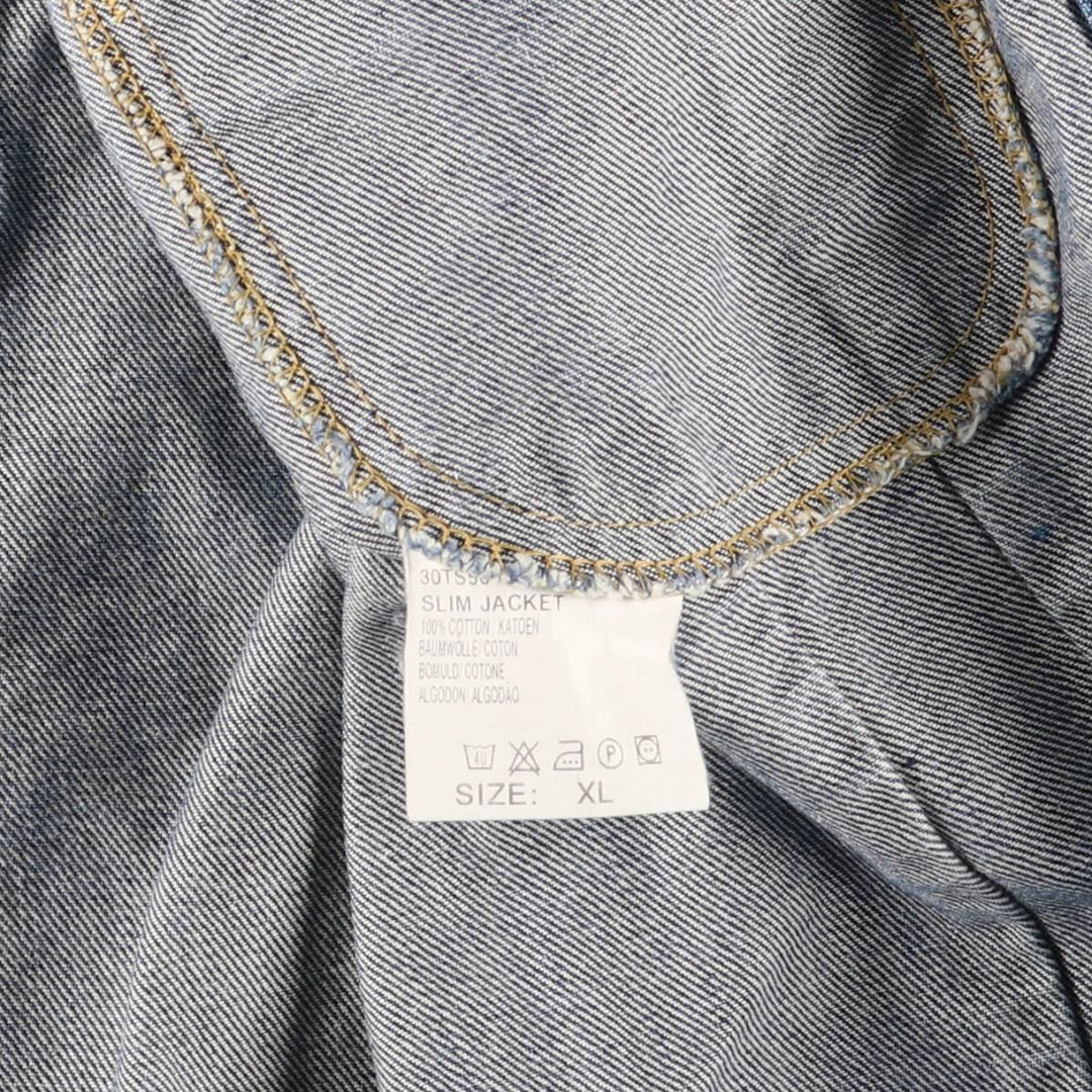 Vintage 1980'S Lee Slim Jacket denim jacket, men's size XL cotton blue type Vintage Second Hand