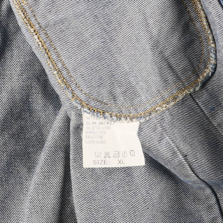 Vintage 1980'S Lee Slim Jacket denim jacket, men's size XL cotton blue type Vintage Second Hand