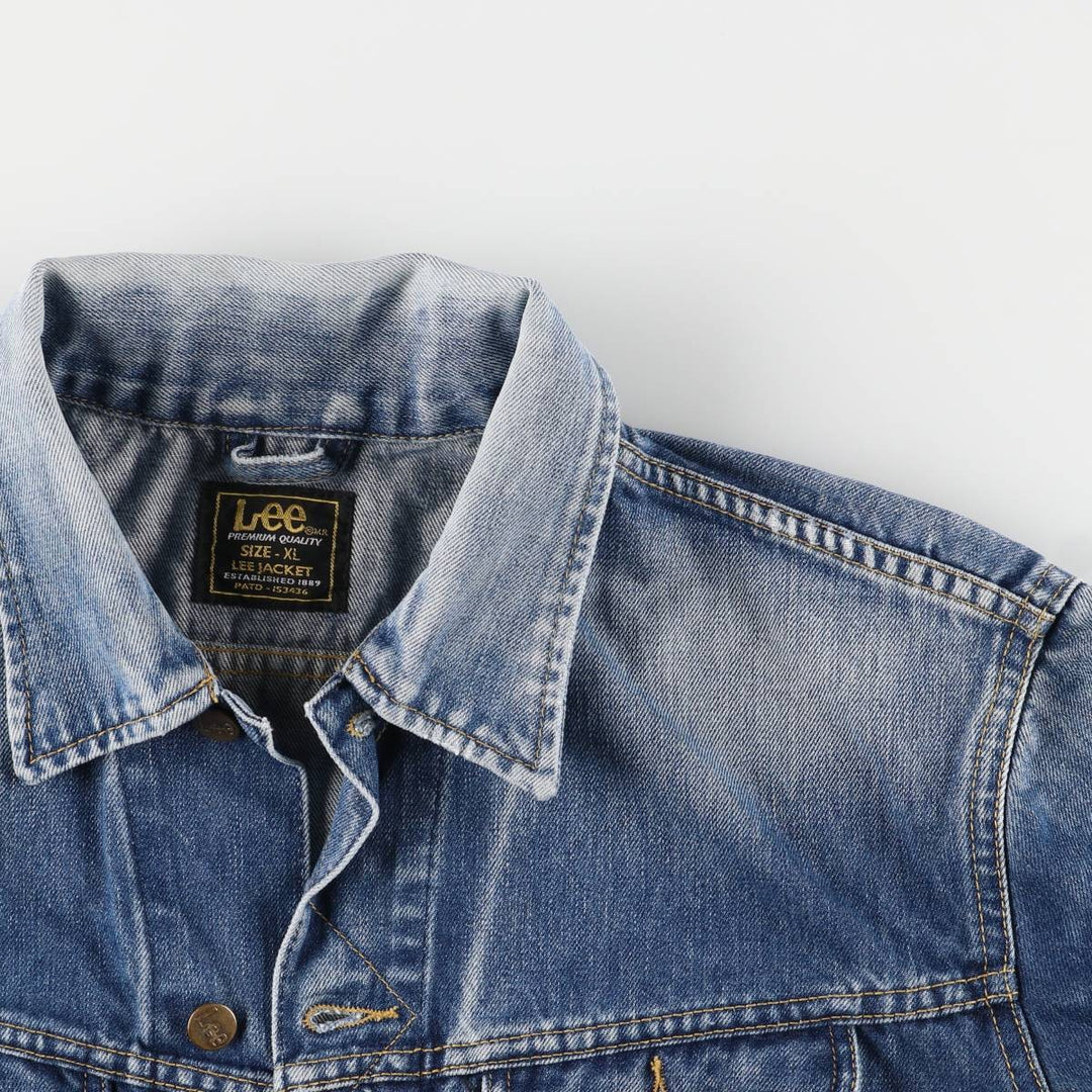 Vintage 1980'S Lee Slim Jacket denim jacket, men's size XL cotton blue type Vintage Second Hand