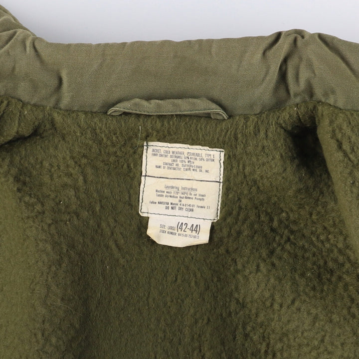 Special Price: Authentic 1980'S US Navy A-2 Deck Jacket with Back Stencil, Made in USA, Size Large (42-44) Nylon Khaki type Vintage Second Hand