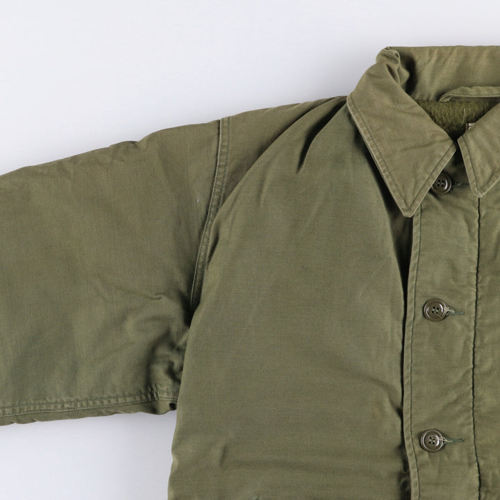 Special Price: Authentic 1980'S US Navy A-2 Deck Jacket with Back Stencil, Made in USA, Size Large (42-44) Nylon Khaki type Vintage Second Hand