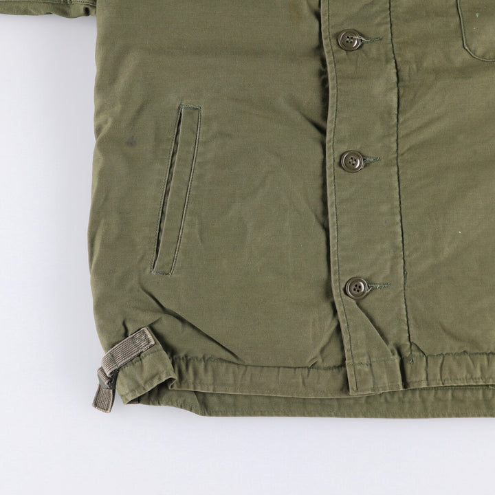 Special Price: Authentic 1980'S US Navy A-2 Deck Jacket with Back Stencil, Made in USA, Size Large (42-44) Nylon Khaki type Vintage Second Hand