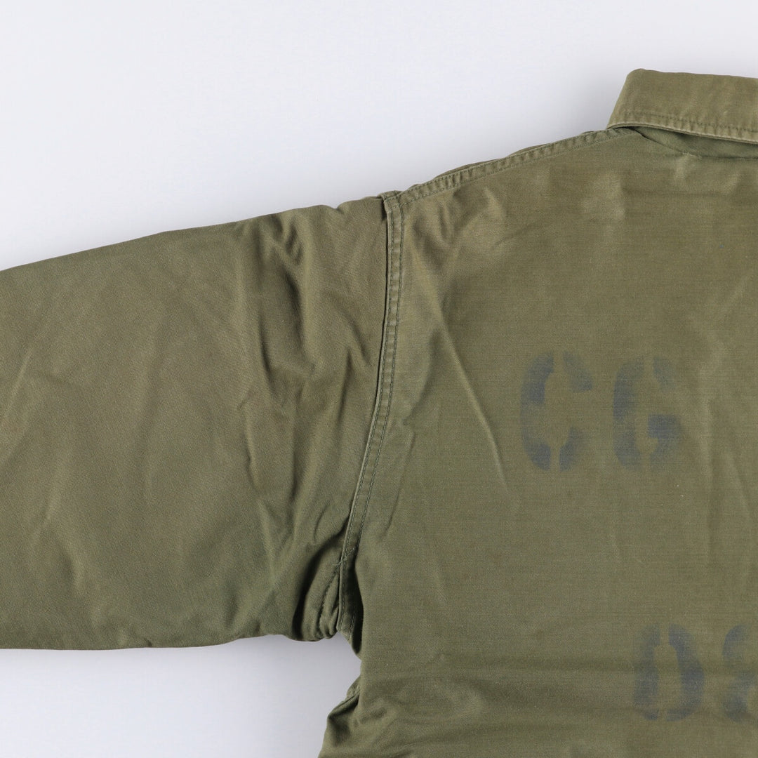 Special Price: Authentic 1980'S US Navy A-2 Deck Jacket with Back Stencil, Made in USA, Size Large (42-44) Nylon Khaki type Vintage Second Hand