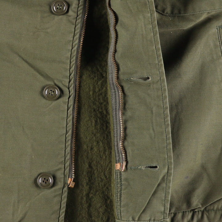 Special Price: Authentic 1980'S US Navy A-2 Deck Jacket with Back Stencil, Made in USA, Size Large (42-44) Nylon Khaki type Vintage Second Hand