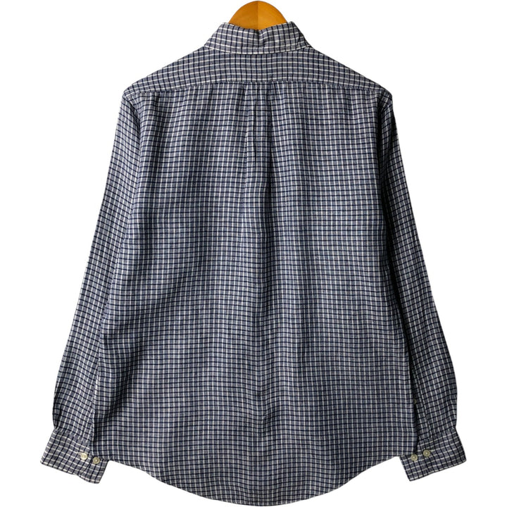 Brooks Brothers Est.1818 Check Pattern Long Sleeve Linen Button Down Shirt Men's M linen navy blue type Vintage Second Hand