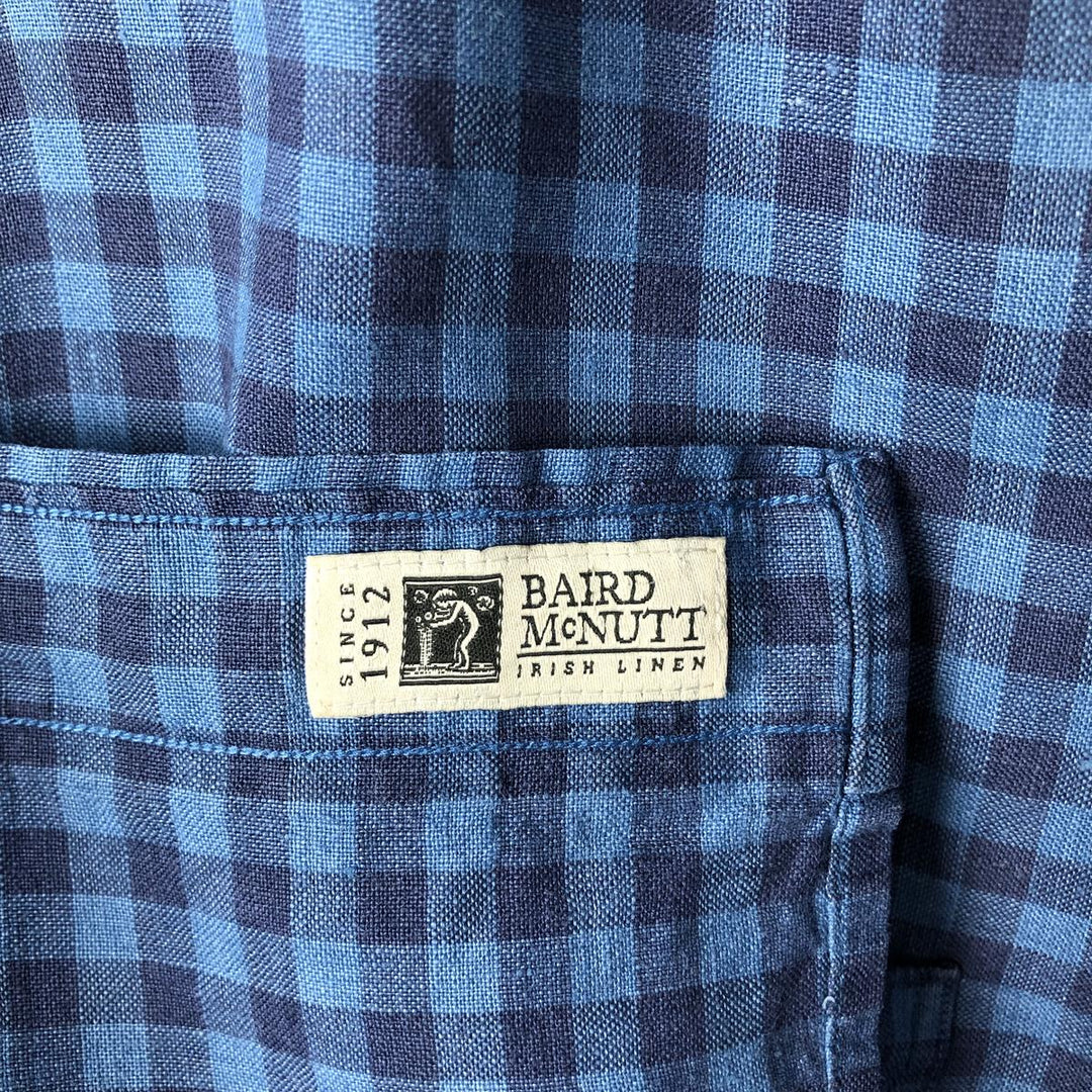 Brooks Brothers Est. 1818 Check Pattern Long Sleeve Linen Button-Down Shirt, Men's Size XL linen blue type Vintage Second Hand