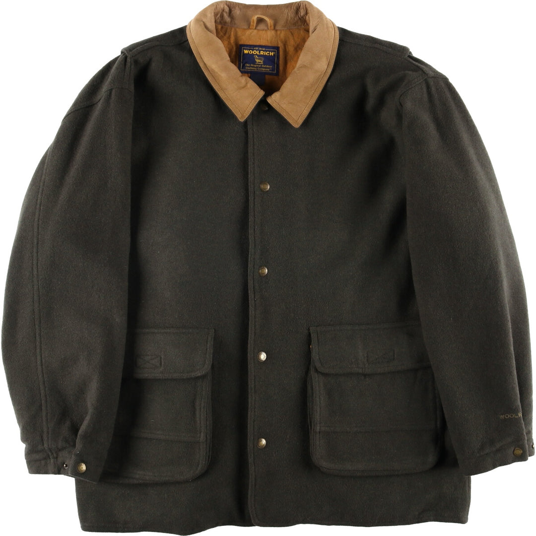 2000'S WOOLRICH padded wool jacket, men's size XL wool Khaki type Vintage Second Hand