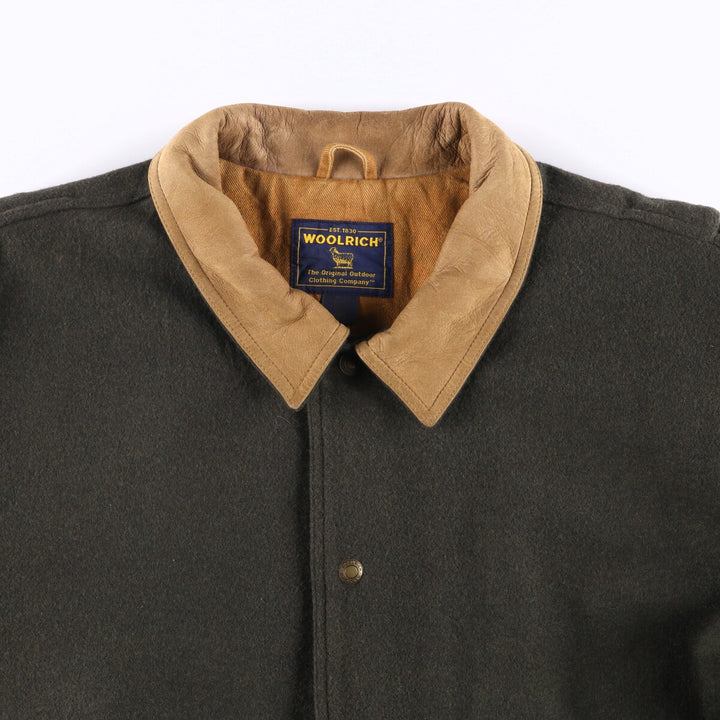 2000'S WOOLRICH padded wool jacket, men's size XL wool Khaki type Vintage Second Hand