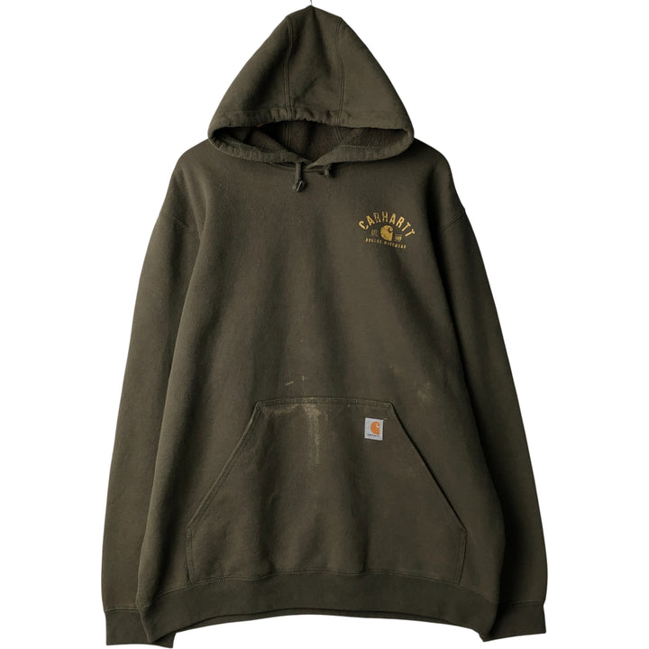 Carhartt Sweat Pullover Hoodie Men's XL Size cotton Khaki type sage green Vintage Second Hand