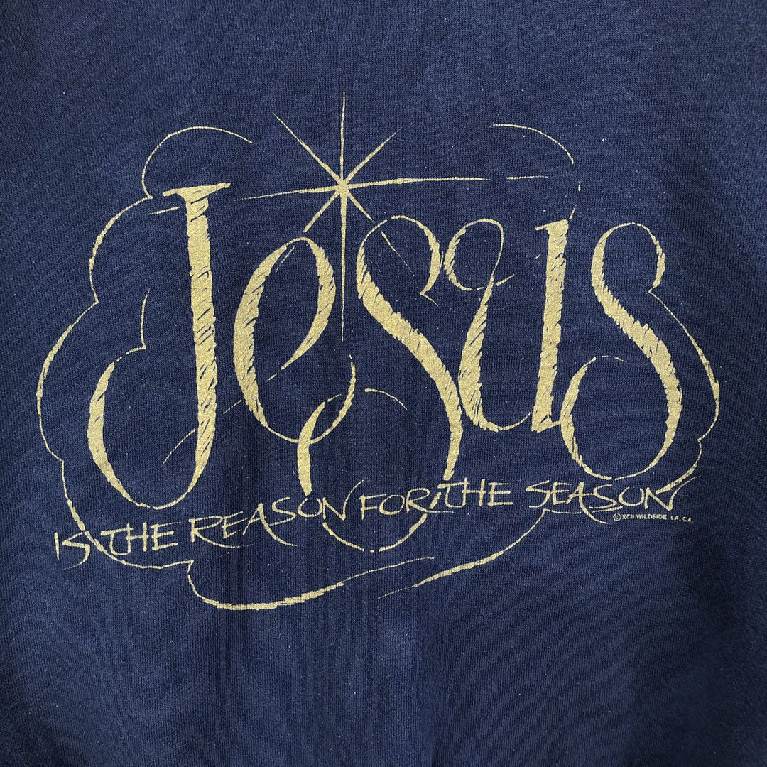 Vintage 90'S Tultex Jesus Christ print sweatshirt, size XL, men's cotton navy blue type Vintage Second Hand