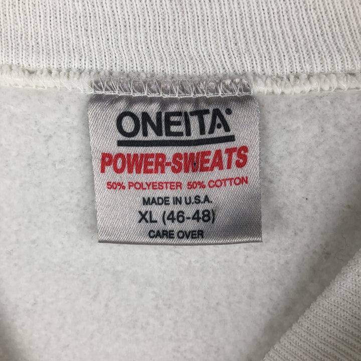 90'S ONEITA Message Print Sweatshirt, Made in USA, Men's Size XL, Vintage cotton white type Vintage Second Hand