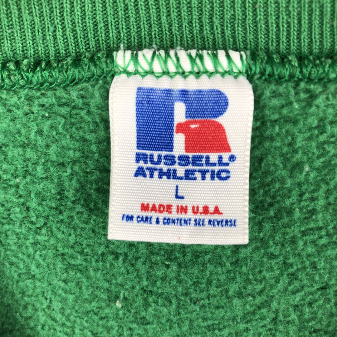 Vintage 1980'S Russell souvenir print sweatshirt, made in the USA, size L, men's polyester Green type dark green Vintage Second Hand