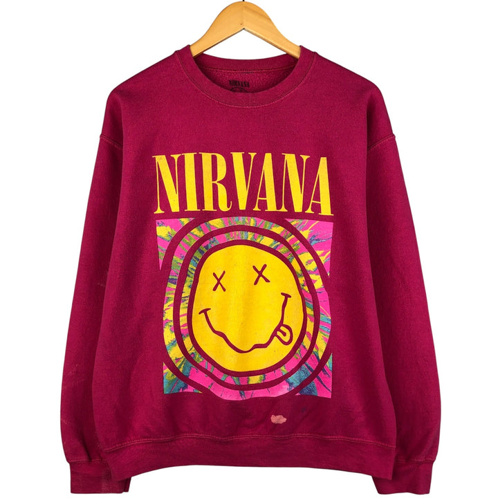 NIRVANA band sweatshirt, men's size M cotton pink type Vintage Second Hand