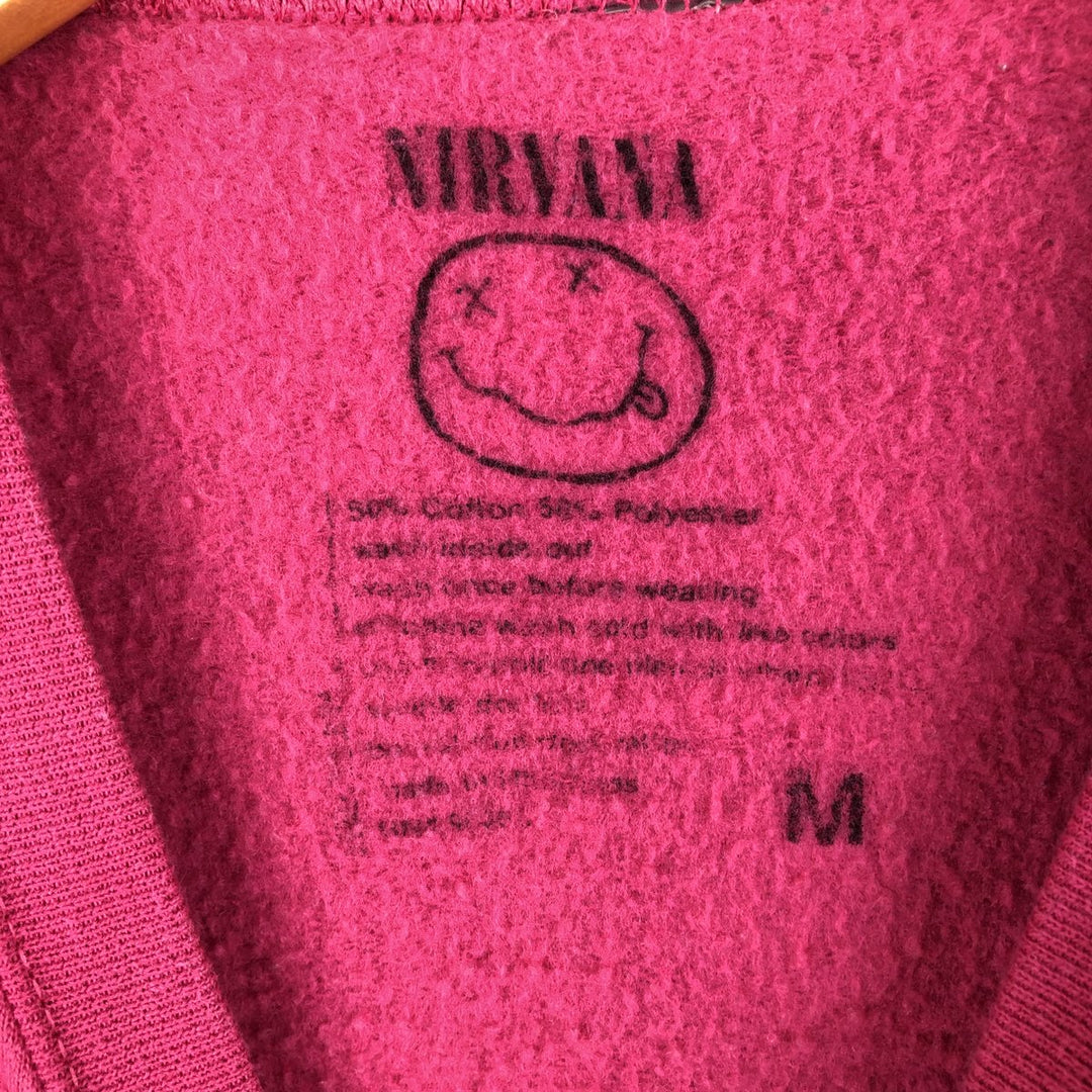 NIRVANA band sweatshirt, men's size M cotton pink type Vintage Second Hand