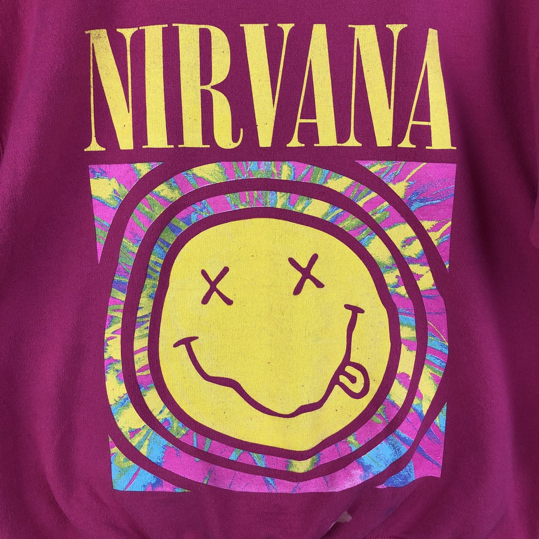 NIRVANA band sweatshirt, men's size M cotton pink type Vintage Second Hand