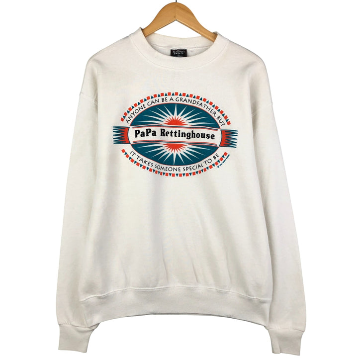 Vintage PLATINUM SWEATS Message Print Sweatshirt, Made in USA, Men's XL polyester white type Vintage Second Hand
