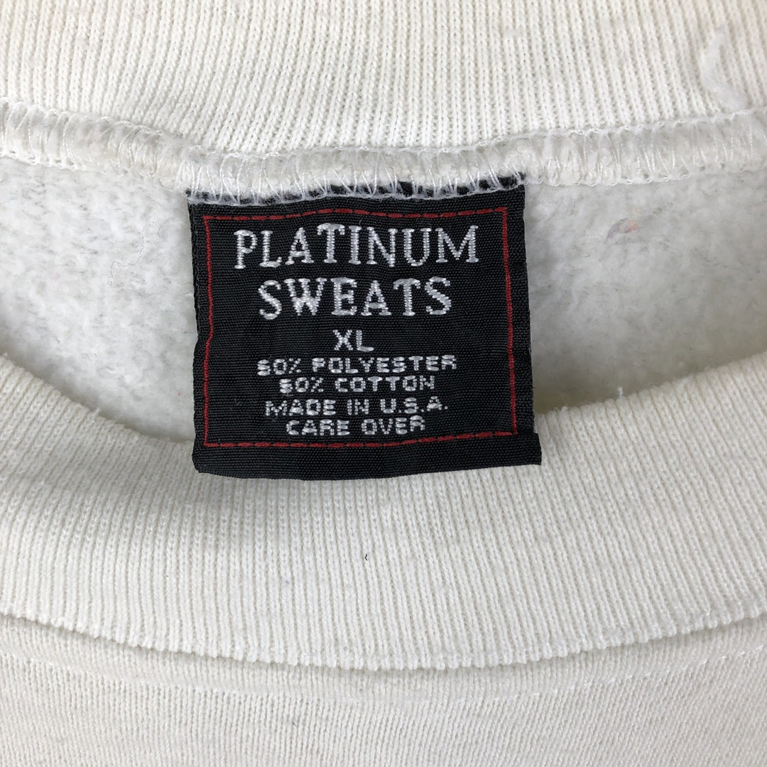 Vintage PLATINUM SWEATS Message Print Sweatshirt, Made in USA, Men's XL polyester white type Vintage Second Hand