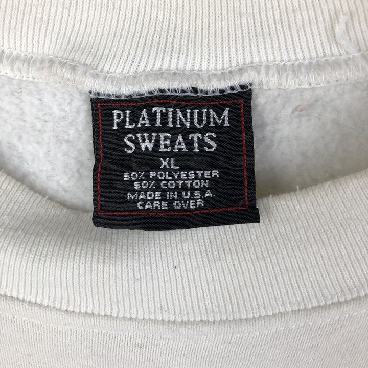 Vintage PLATINUM SWEATS Message Print Sweatshirt, Made in USA, Men's XL polyester white type Vintage Second Hand