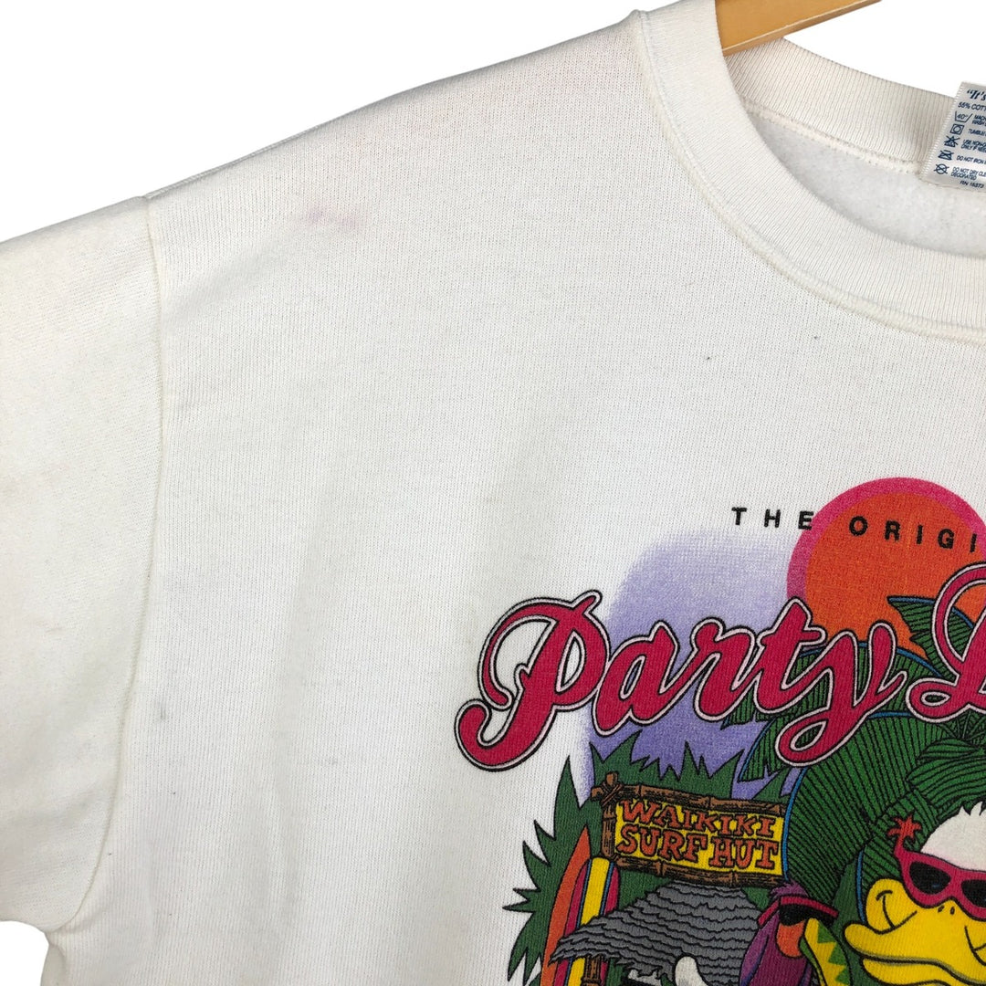 Vintage 90'S Delta Party Duck souvenir character sweatshirt, made in the USA, size M, men's. cotton white type Vintage Second Hand