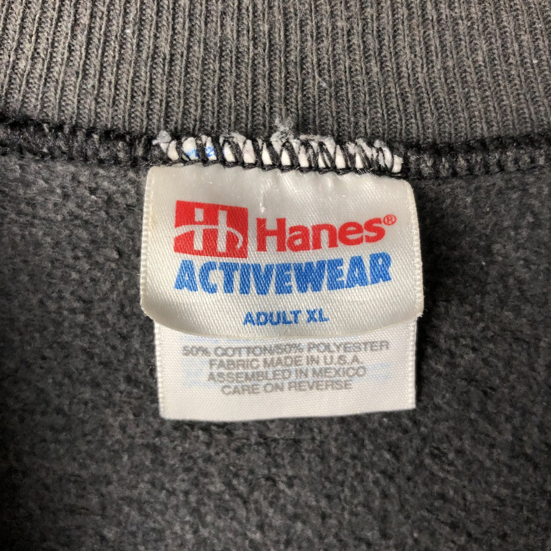 2000'S Hanes College Sweatshirt, Made in USA, Men's Size XL cotton Charcoal Vintage Second Hand