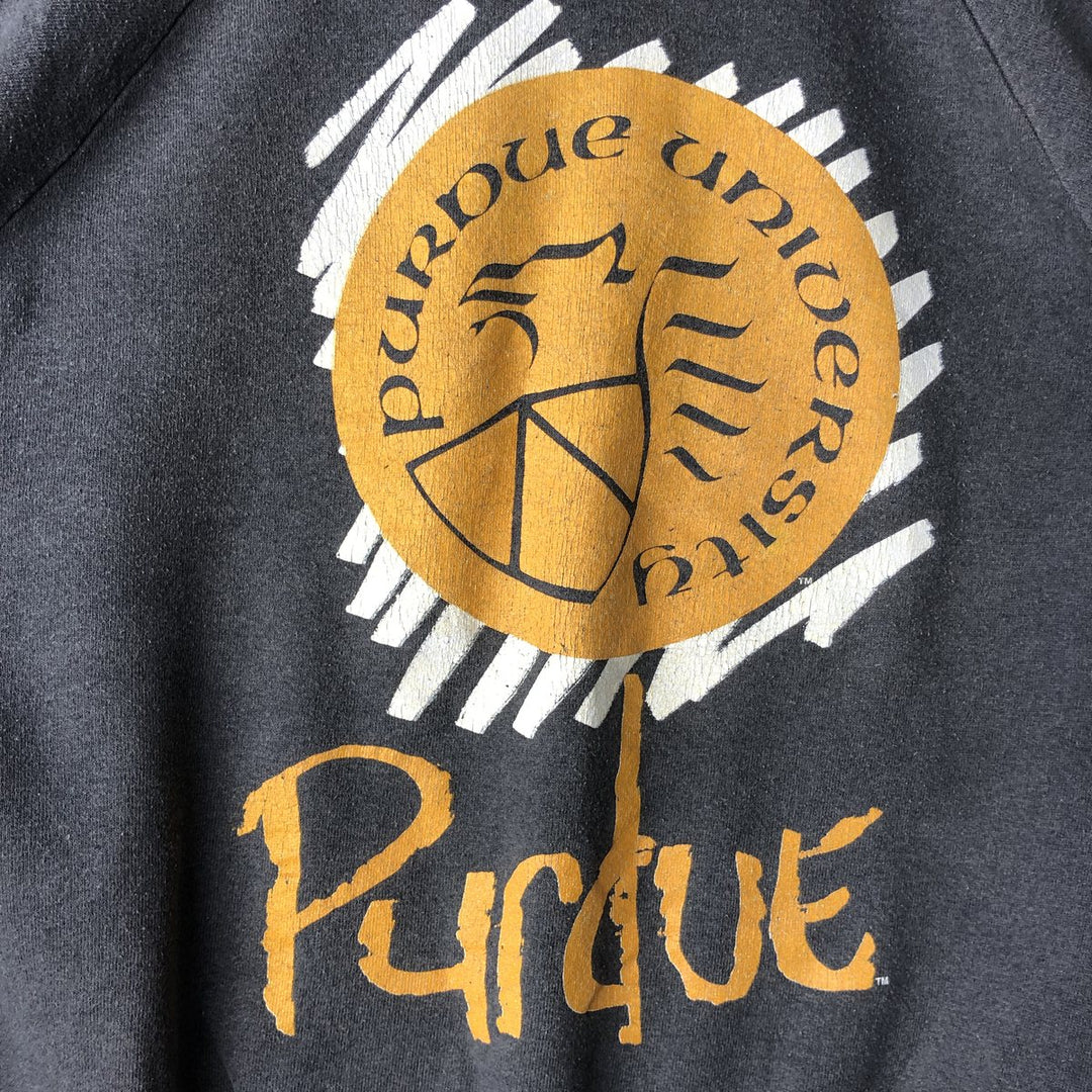 2000'S Hanes College Sweatshirt, Made in USA, Men's Size XL cotton Charcoal Vintage Second Hand