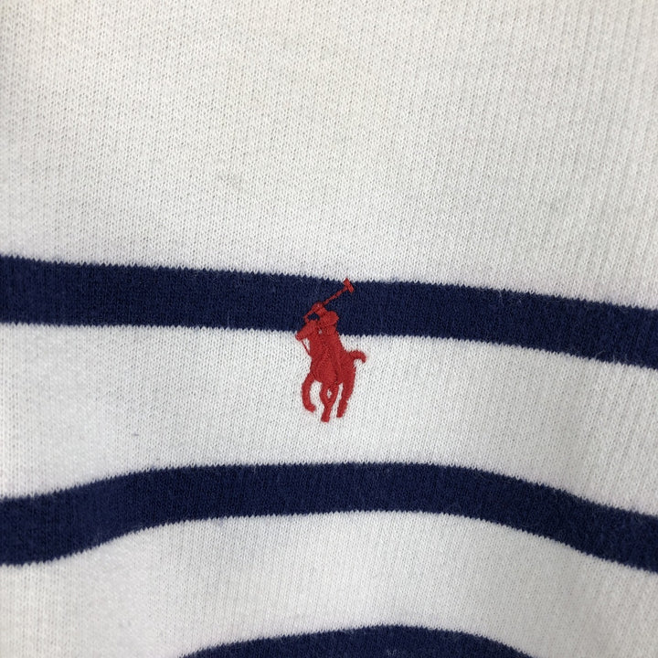 Ralph Lauren POLO RALPH LAUREN Striped Pattern Half-Button Hoodie, Men's XL cotton white type Vintage Second Hand