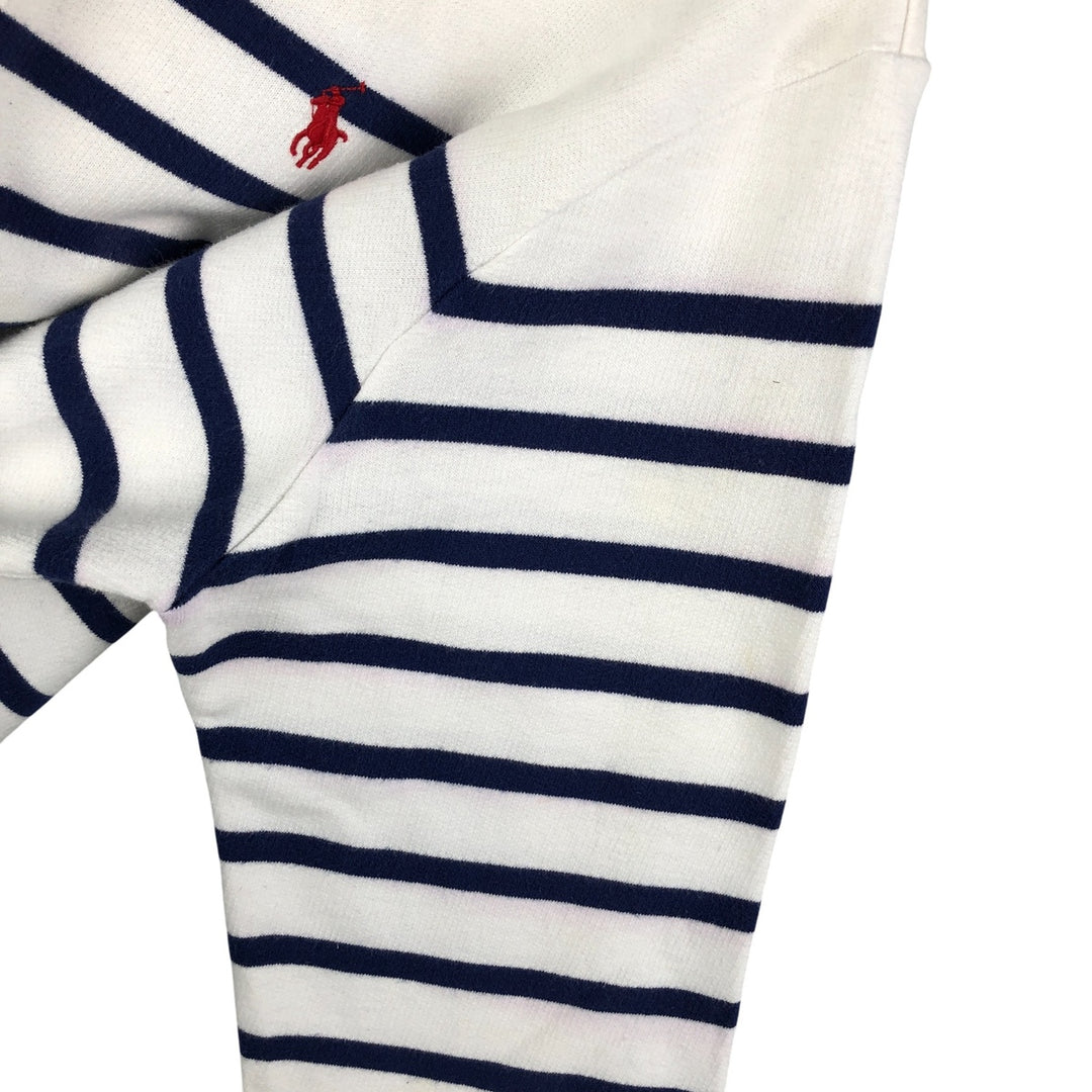 Ralph Lauren POLO RALPH LAUREN Striped Pattern Half-Button Hoodie, Men's XL cotton white type Vintage Second Hand