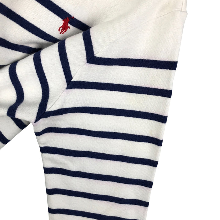 Ralph Lauren POLO RALPH LAUREN Striped Pattern Half-Button Hoodie, Men's XL cotton white type Vintage Second Hand