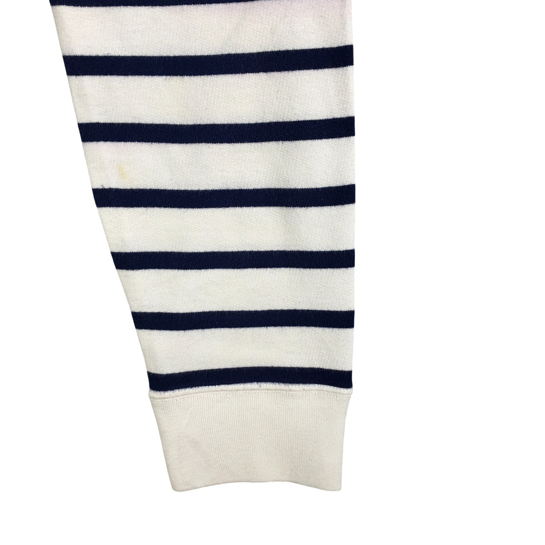 Ralph Lauren POLO RALPH LAUREN Striped Pattern Half-Button Hoodie, Men's XL cotton white type Vintage Second Hand