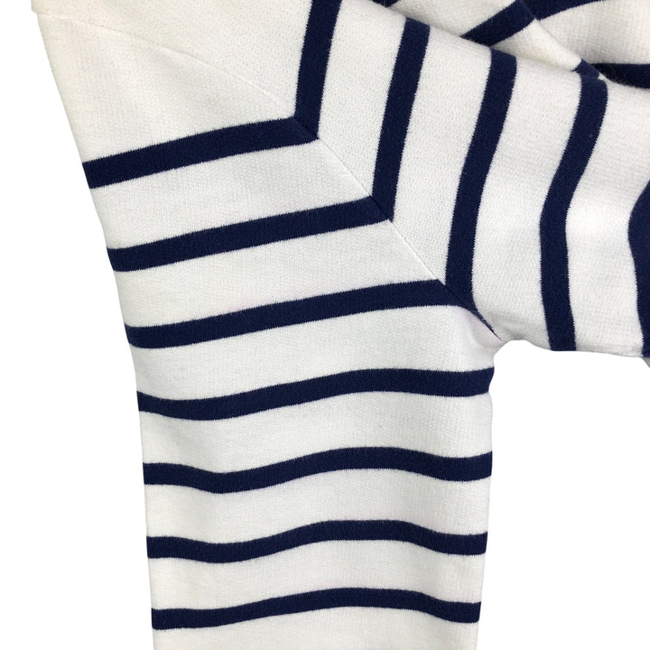 Ralph Lauren POLO RALPH LAUREN Striped Pattern Half-Button Hoodie, Men's XL cotton white type Vintage Second Hand