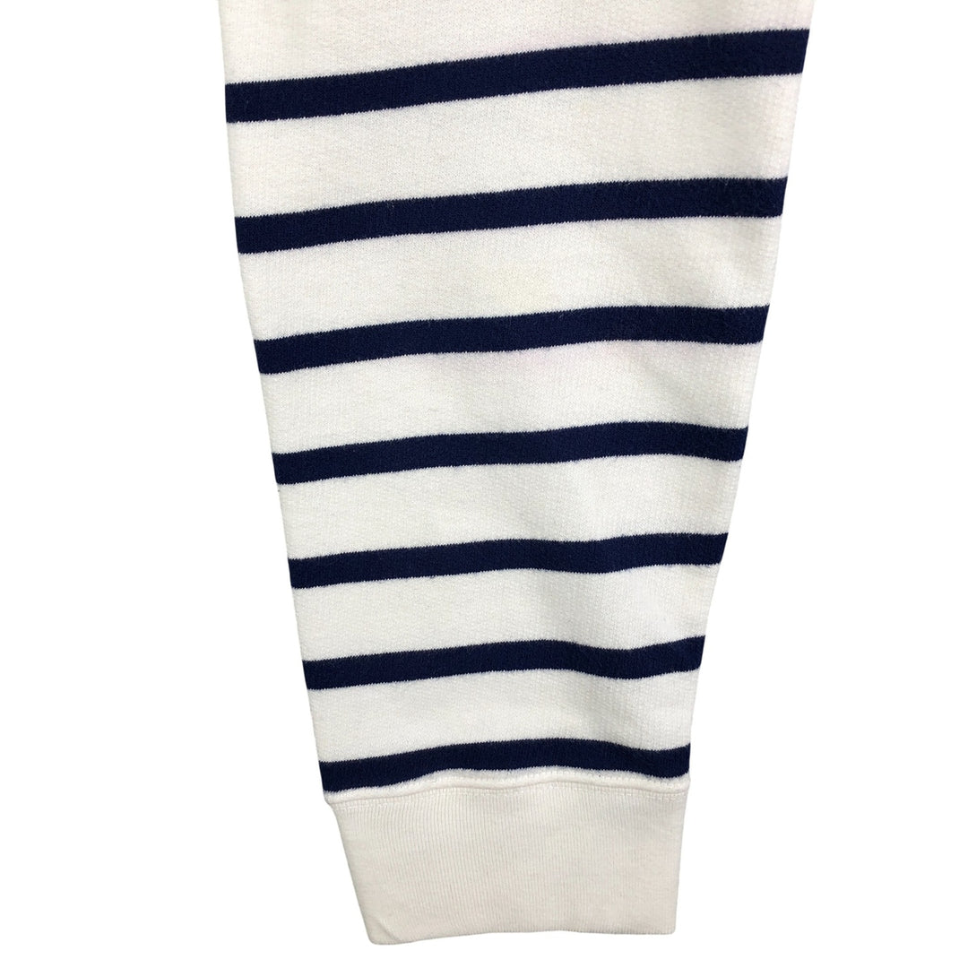 Ralph Lauren POLO RALPH LAUREN Striped Pattern Half-Button Hoodie, Men's XL cotton white type Vintage Second Hand