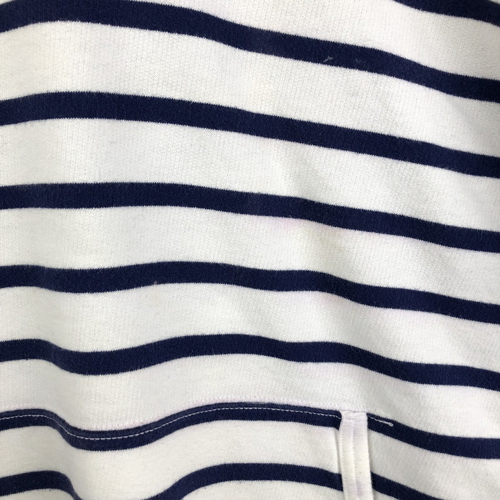 Ralph Lauren POLO RALPH LAUREN Striped Pattern Half-Button Hoodie, Men's XL cotton white type Vintage Second Hand