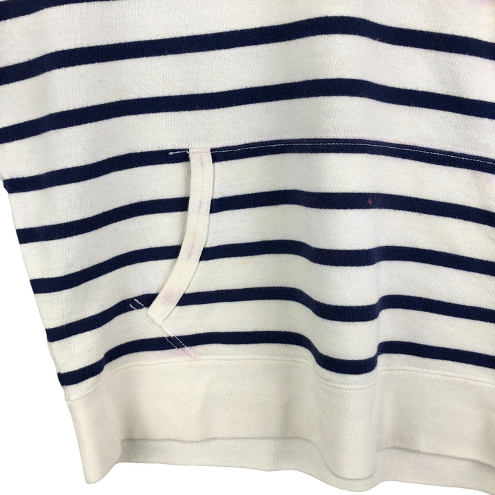 Ralph Lauren POLO RALPH LAUREN Striped Pattern Half-Button Hoodie, Men's XL cotton white type Vintage Second Hand