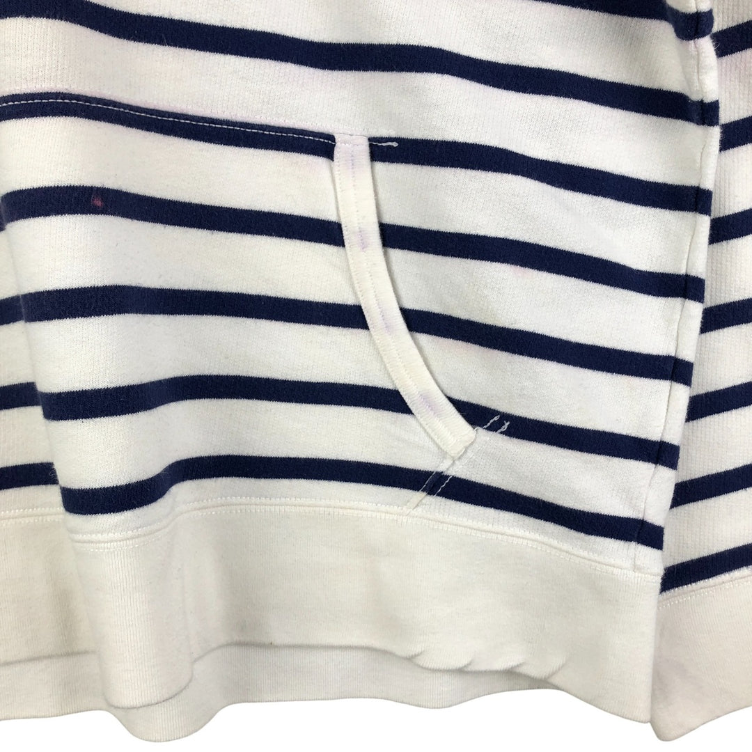 Ralph Lauren POLO RALPH LAUREN Striped Pattern Half-Button Hoodie, Men's XL cotton white type Vintage Second Hand