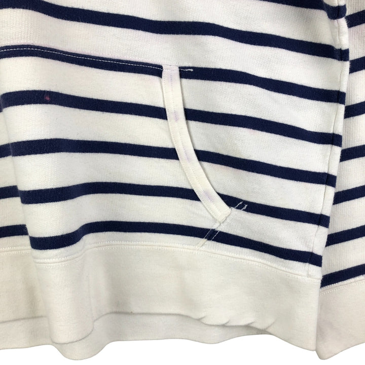 Ralph Lauren POLO RALPH LAUREN Striped Pattern Half-Button Hoodie, Men's XL cotton white type Vintage Second Hand