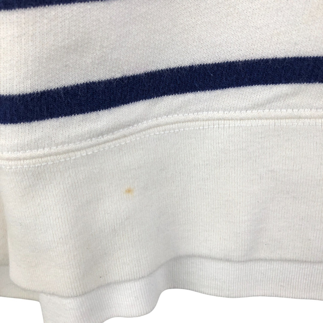 Ralph Lauren POLO RALPH LAUREN Striped Pattern Half-Button Hoodie, Men's XL cotton white type Vintage Second Hand