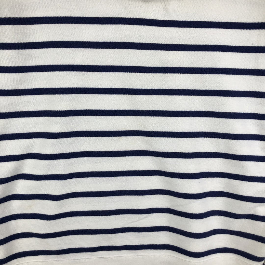 Ralph Lauren POLO RALPH LAUREN Striped Pattern Half-Button Hoodie, Men's XL cotton white type Vintage Second Hand