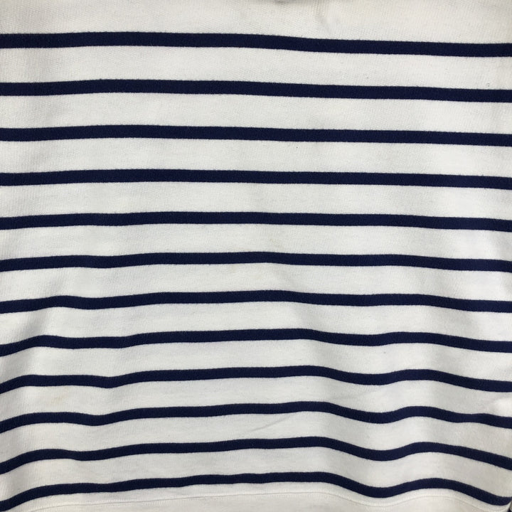Ralph Lauren POLO RALPH LAUREN Striped Pattern Half-Button Hoodie, Men's XL cotton white type Vintage Second Hand